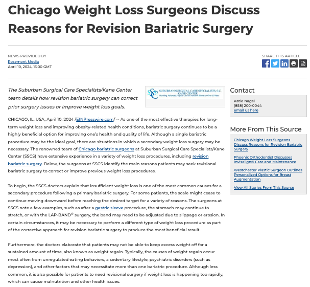 Chicago Surgeons on Reasons for Revision Bariatric Surgery