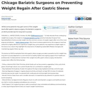 Avoid regaining weight after the sleeve gastrectomy procedure by following our Chicago bariatric surgeons’ advice.